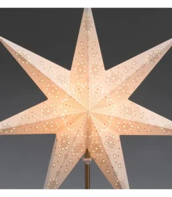 Konstsmide, guirlandes lumineuses de Noël Etoile Lumineuse Electrique 7 Branches En Papier, Blanche, Sur Pied Laiton, 48 Cm Sale