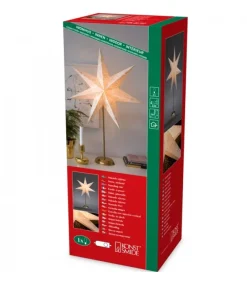 Konstsmide, guirlandes lumineuses de Noël Etoile Lumineuse Electrique 7 Branches En Papier, Blanche, Sur Pied Laiton, 48 Cm Sale
