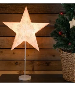 Konstsmide, guirlandes lumineuses de Noël Etoile Lumineuse Electrique 5 Branches En Papier, Blanche, Sur Pied Blanc, 46 Cm Clearance