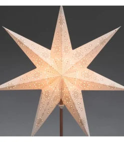 Konstsmide, guirlandes lumineuses de Noël Etoile Lumineuse Electrique 7 Branches En Papier, Blanche, Sur Pied Cuivre 48 Cm Sale