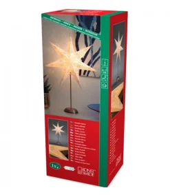 Konstsmide, guirlandes lumineuses de Noël Etoile Lumineuse Electrique 7 Branches En Papier, Blanche, Sur Pied Cuivre 48 Cm Sale
