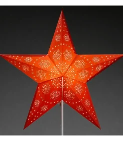 Konstsmide, guirlandes lumineuses de Noël Etoile Lumineuse Electrique 5 Branches En Papier, Rouge, Sur Pied Blanc, 46 Cm Outlet