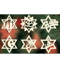 Ratags, décos de Noël lumineuses en bois Etoiles En Bois, Déco Sapin De Noël, 6 Motifs Differents - N° 11 Clearance