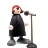 Köhler, Père Noël en bois Figurine Jazz, Chanteuse Devant Micro New