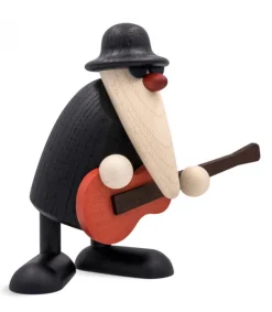 Köhler, Père Noël en bois Figurine Musicien Jazz, Guitariste Avec Guitare Rouge New