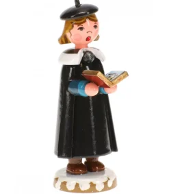 Hubrig, figurines pour enfant Fillette Chanteuse Avec Livre De Chorale De Noël - Village De Noël Miniature Sale