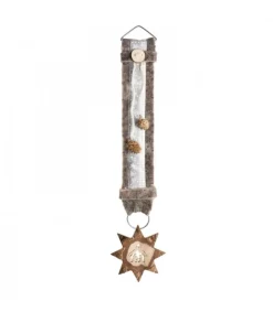 Waldfabrik, photophore en bois et étoile sapin de Noël Grand Décoration Murale Montagne 60 Cm Blanc Avec Etoile, Crèche
