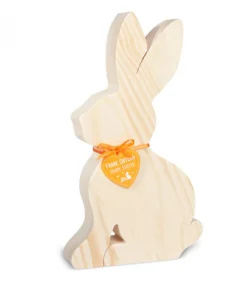 Waldfabrik, photophore en bois et étoile sapin de Noël Grand Lapin En Bois Naturel, 25 Cm Hot