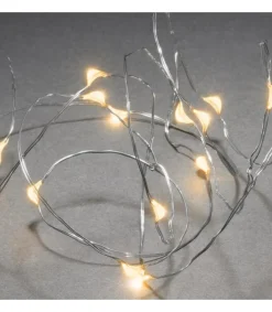Konstsmide, guirlandes lumineuses de Noël Guirlande Led A Pile, 20 Diodes Ambrees, Fil Argente New