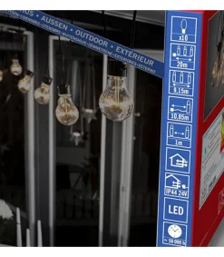 Konstsmide, guirlandes lumineuses de Noël Guirlande Lumineuse De Terrasse 10 M Extensible, 10 Ampoules Ambrees Hot