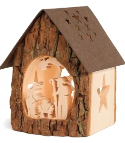 Waldfabrik, photophore en bois et étoile sapin de Noël Lanterne Crèche De Noël Avec Figurines Ciselees, 14 Cm Clearance