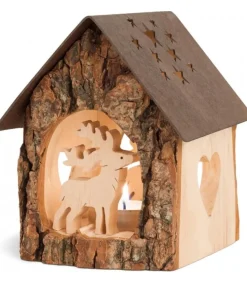 Waldfabrik, photophore en bois et étoile sapin de Noël Lanterne Photophore En Bois Avec Cerf, 14 Cm Outlet