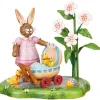 Hubrig, figurines pour enfant Lapin De Paques En Bois Avec Poussins Dans Landau