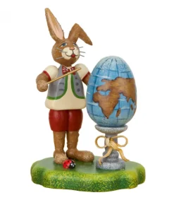 Hubrig, figurines pour enfant Lapin De Paques En Bois Ecolier Et Mappemonde