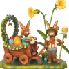Hubrig, figurines pour enfant Lapin De Paques En Bois Et Charrette A Oeufs Hot