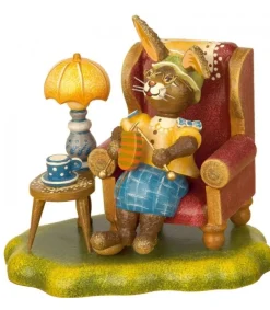 Hubrig, figurines pour enfant Lapin De Paques En Bois Grand-Mere Dans Un Fauteuil New