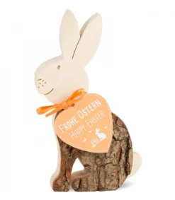Waldfabrik, photophore en bois et étoile sapin de Noël Lapin En Bois Assis, 11 Cm Hot