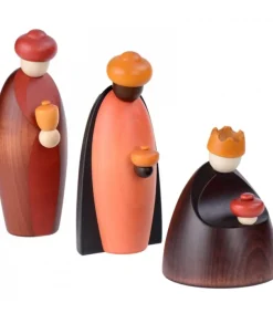 Köhler, Père Noël en bois Les Trois Rois Mages Et Leurs Offrandes, 12 Cm New