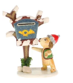 Hubrig, figurines pour enfant Livreur De Journaux, Chien - Village De Noël Miniature Hot