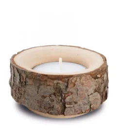Waldfabrik, photophore en bois et étoile sapin de Noël Lot De 3 Bougeoirs En Bois Avec Ecorce, 9 Cm New