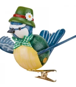 Hubrig, figurines pour enfant Oiseau Décoratif, Mesange Bleue Et Noeud Vert, 6 Cm Discount