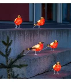 Konstsmide, guirlandes lumineuses de Noël Oiseaux Lumineux Led, 5 Rouge-Gorge Best