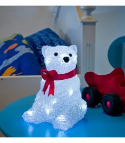 Konstsmide, guirlandes lumineuses de Noël Ours Lumineux A Led En Acrylique Avec Ruban Rouge, 18 Cm Sale