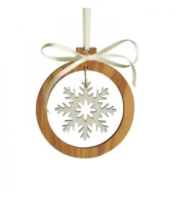 Waldfabrik, photophore en bois et étoile sapin de Noël Pendentif En Bois D'Olivier Motif Cristal De Neige N°2 Best