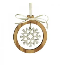 Waldfabrik, photophore en bois et étoile sapin de Noël Pendentif En Bois D'Olivier Motif Cristal De Neige N°3 Hot