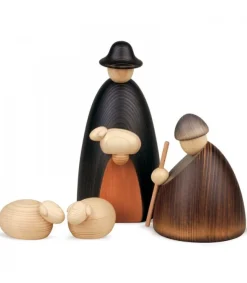Köhler, Père Noël en bois Personnages Grande Crèche De Noël : Bergers, Moutons Et Agneau, 17 Cm Outlet