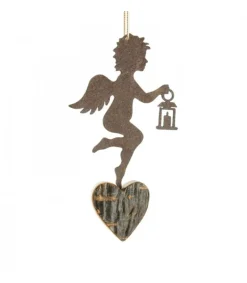 Waldfabrik, photophore en bois et étoile sapin de Noël Petit Ange En Metal A Suspendre Et Lanterne Dans La Main Sale