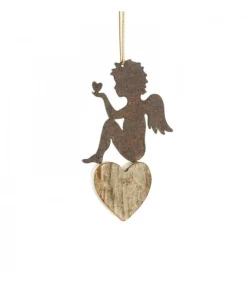 Waldfabrik, photophore en bois et étoile sapin de Noël Petit Ange En Metal A Suspendre Et Coeur Dans La Main Hot