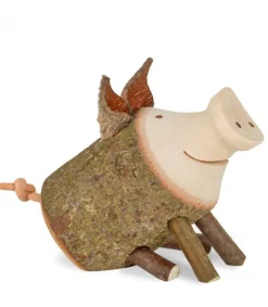 Waldfabrik, photophore en bois et étoile sapin de Noël Petit Cochon En Bois Assis, 3 Cm New