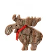 Waldfabrik, photophore en bois et étoile sapin de Noël Petit Elan En Bois Avec Noeud Rouge 8 Cm Hot