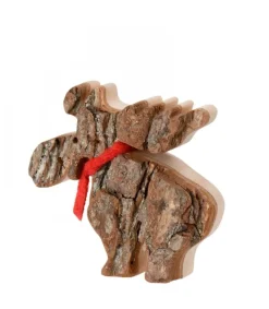 Waldfabrik, photophore en bois et étoile sapin de Noël Petit Elan En Bois Avec Noeud Rouge 8 Cm Hot