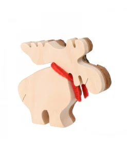 Waldfabrik, photophore en bois et étoile sapin de Noël Petit Elan En Bois Avec Noeud Rouge 8 Cm Hot