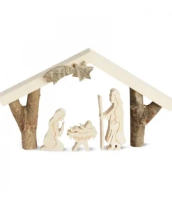 Waldfabrik, photophore en bois et étoile sapin de Noël Petite Crèche De Noël Avec Nativite, 8 Cm Discount