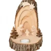 Waldfabrik, photophore en bois et étoile sapin de Noël Petite Crèche De Noël En Ecorce De Bois Avec Sapins Et Bougeoir Clearance