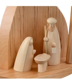 Schalling, crèche moderne Petite Crèche Moderne En Bois Avec Un Palmier Et La Nativite Discount