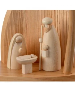 Schalling, crèche moderne Petite Crèche Moderne En Bois Avec Un Palmier Et La Nativite Discount