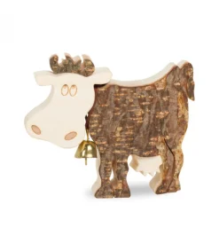 Waldfabrik, photophore en bois et étoile sapin de Noël Petite Vache En Bois, 6 Cm Best
