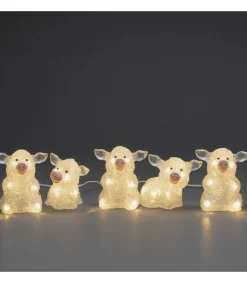 Konstsmide, guirlandes lumineuses de Noël Petits Cochons Lumineux En Acrylique Led 12,5 Cm, Lot De 5