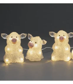Konstsmide, guirlandes lumineuses de Noël Petits Cochons Lumineux En Acrylique Led 12,5 Cm, Lot De 5