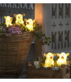 Konstsmide, guirlandes lumineuses de Noël Petits Cochons Lumineux En Acrylique Led 12,5 Cm, Lot De 5