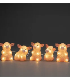 Konstsmide, guirlandes lumineuses de Noël Petits Cochons Roses Lumineux En Acrylique Led 12,5 Cm, Lot De 5 Hot