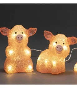 Konstsmide, guirlandes lumineuses de Noël Petits Cochons Roses Lumineux En Acrylique Led 12,5 Cm, Lot De 5 Hot
