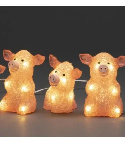 Konstsmide, guirlandes lumineuses de Noël Petits Cochons Roses Lumineux En Acrylique Led 12,5 Cm, Lot De 5 Hot