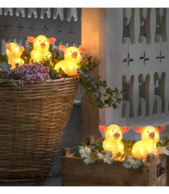 Konstsmide, guirlandes lumineuses de Noël Petits Cochons Roses Lumineux En Acrylique Led 12,5 Cm, Lot De 5 Hot