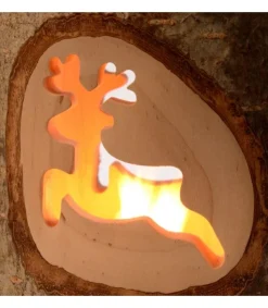 Waldfabrik, photophore en bois et étoile sapin de Noël Photophore En Bois Avec 2 Motifs En Bois Cisele, Renne Hot