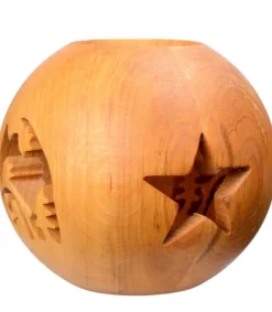 Waldfabrik, photophore en bois et étoile sapin de Noël Photophore En Bois, Forme Spherique, Motif Crèche
